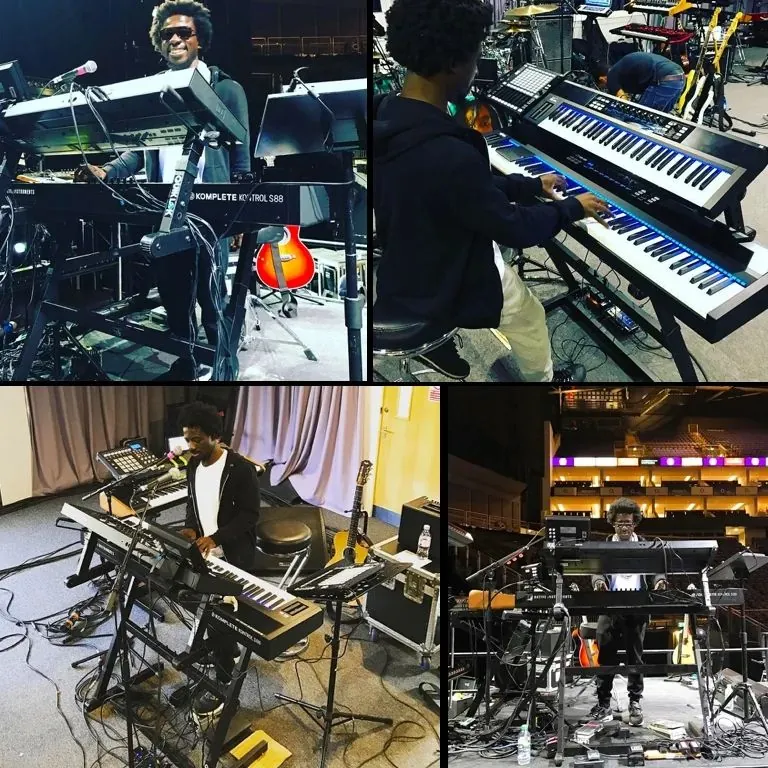 Four views of the keyboard and controller rig for Craig David's tour