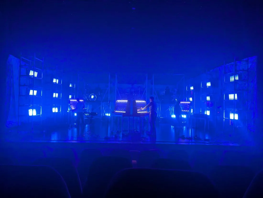 The Soulwax stage in blue from the stalls